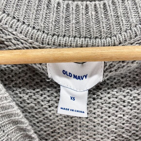 New Old Navy Sweater Pullover Women XS Gray Knit Crew Neck Long Sleeve Cotton - Picture 4 of 9